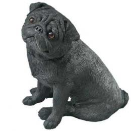 black pug figurine sitting mid size