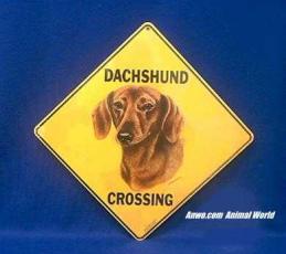 red dachshund crossing sign