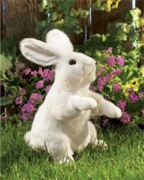 white rabbit puppet standing folkmanis