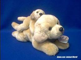 yellow lab with puppy plush stuffed animal toy