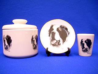 saint bernard jar plate shot glass