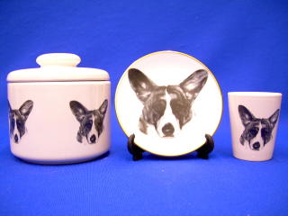 cardigan welsh corgie jar plate shot glass