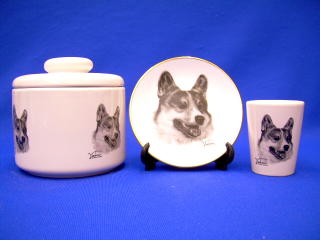 pembroke welsh corgi jar plate shot glass