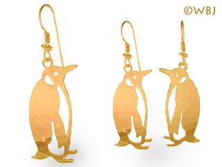 penguin earrings gold