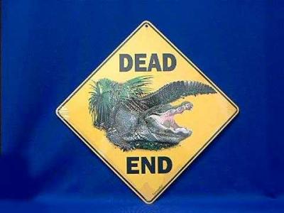 alligator sign dead end warning
