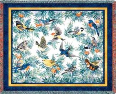 bird blanket throw tapestry songbirds