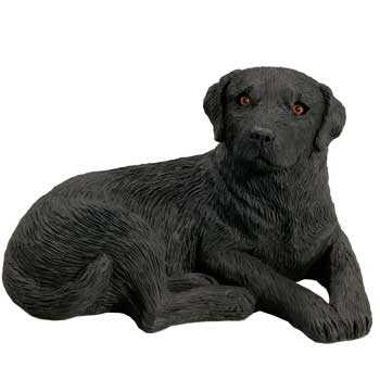 black lab figurine sandicast lying midsize ms332