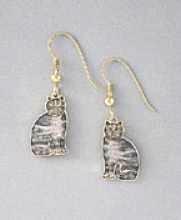 brown tabby cat earrings