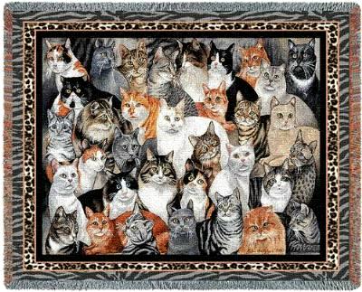 cat blanket throw tapestry afghan cats collage