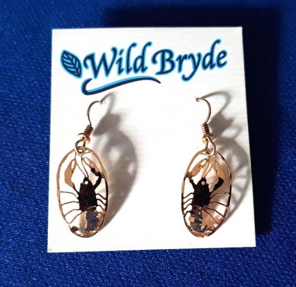 Crayfish Earrings Gold French Curve