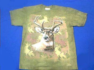 buck deer t shirt camouflage green