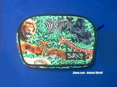 elephant tiger lion zipper bag