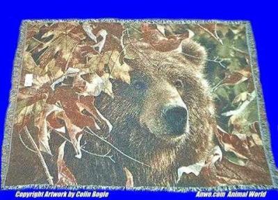 grizzly bear blanket throw tapestry pure country