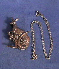 kangaroo earrings pin pendant pewter trio