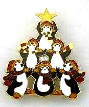 penguin christmas tree brooch pin 