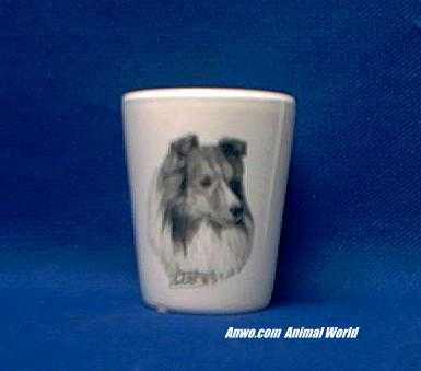 shetland sheepdog sheltie shot glass