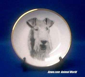 wire hair fox terrier plate porcelain