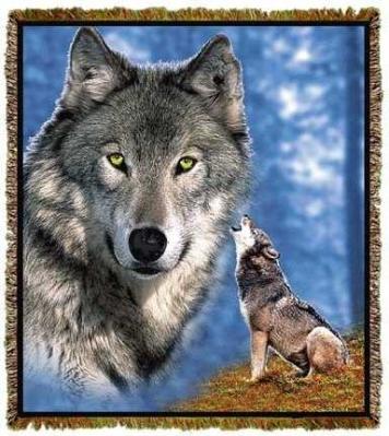 wolf blanket throw tapestry afghan face