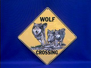 wolf crossing sign