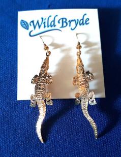 Alligator Earrings Gold French Curve