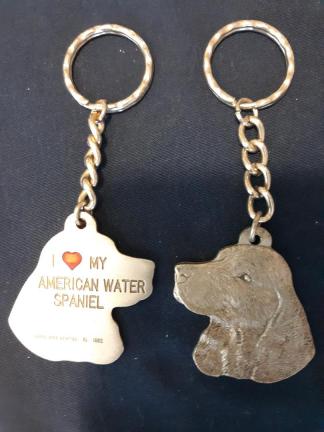 American Water Spaniel Keychain Pewter