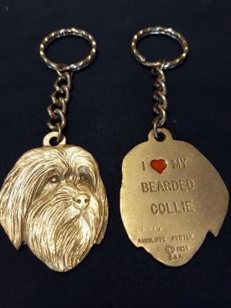 Bearded Collie Keychain Pewter Rawcliffe