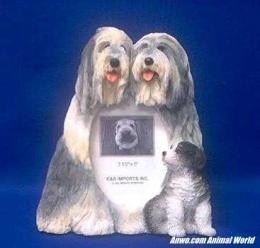 bearded collie picture frame figurine vertical