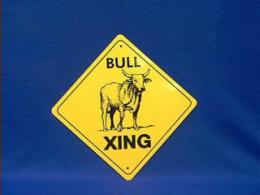 bull crossing sign