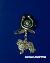 collie keychain silver