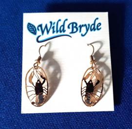 Crayfish Earrings Gold French Curve