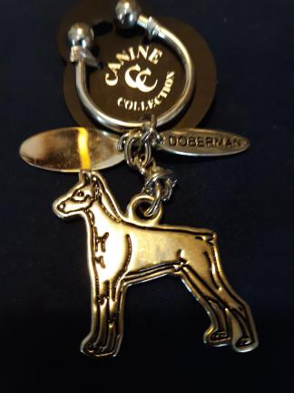 Doberman Pinscher Keychain Silver