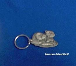 pair sea otters keychain pewter