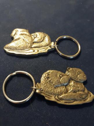 Sea Otters Keychain Pewter